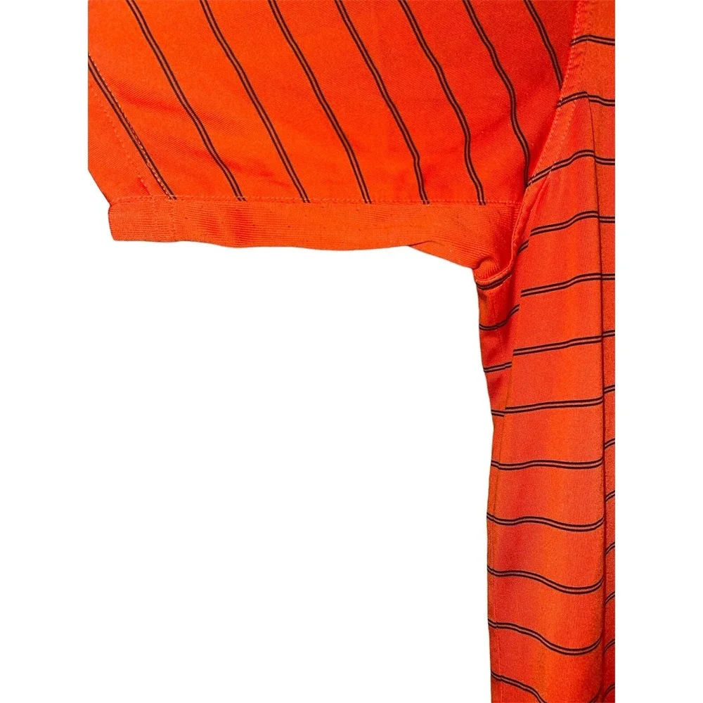 Adidas Climacool Mens Striped Polo Shirt‎ XL Orange Black Golf Casual Active